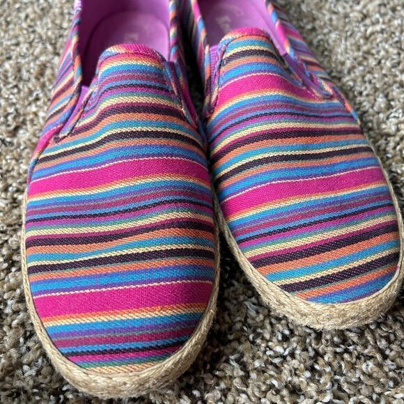 Keds Multi Colored Rainbow Hemp Heel Espadrille Slide On Shoes - Picture 4 of 10